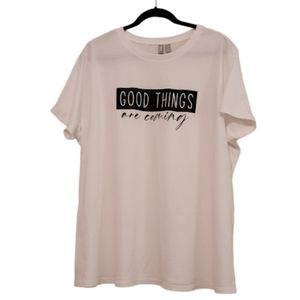 White and Black ASOS Maternity Women's "Good Things Are Coming" Graphic T-Shirt